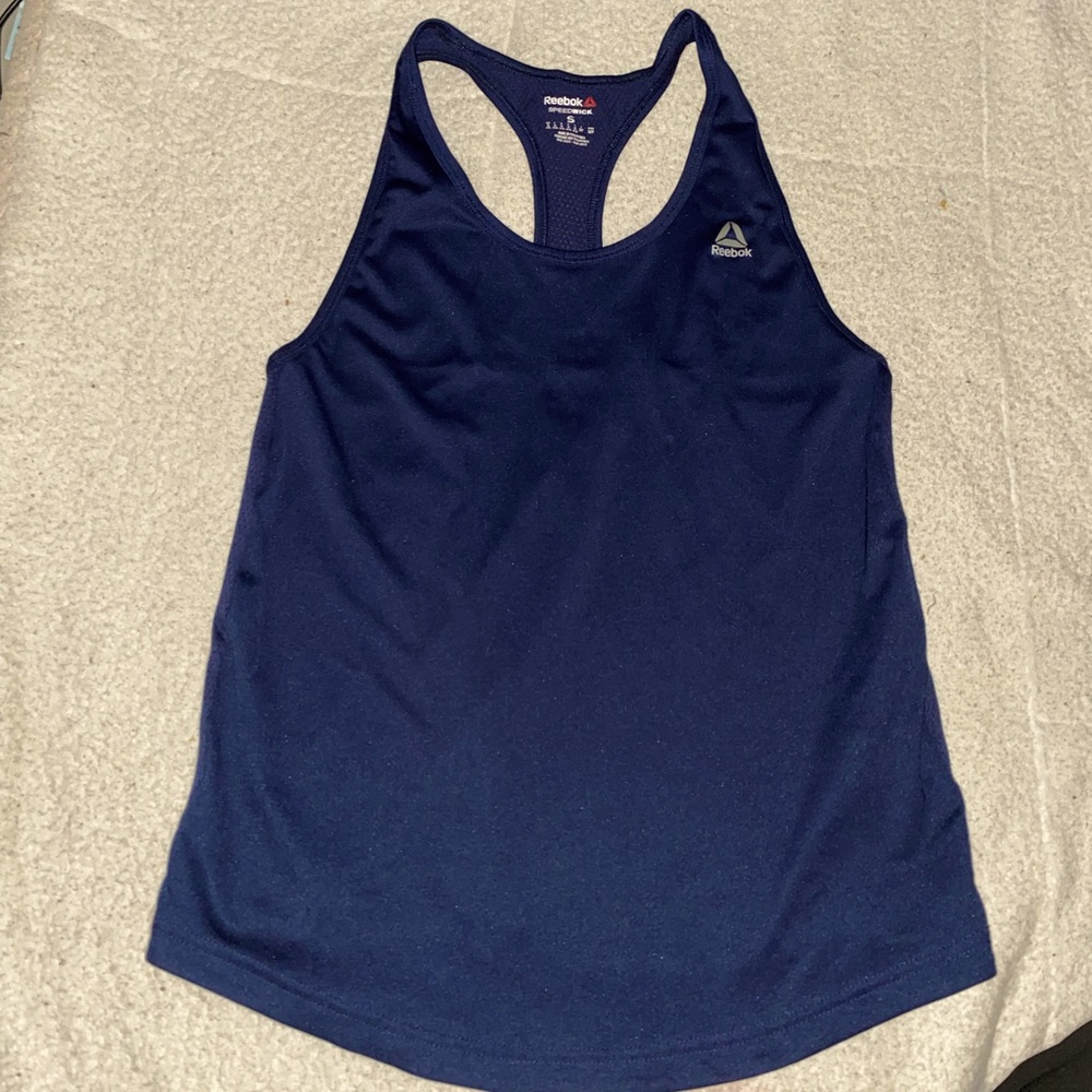 Womens Blue Reebok Racerback Tank